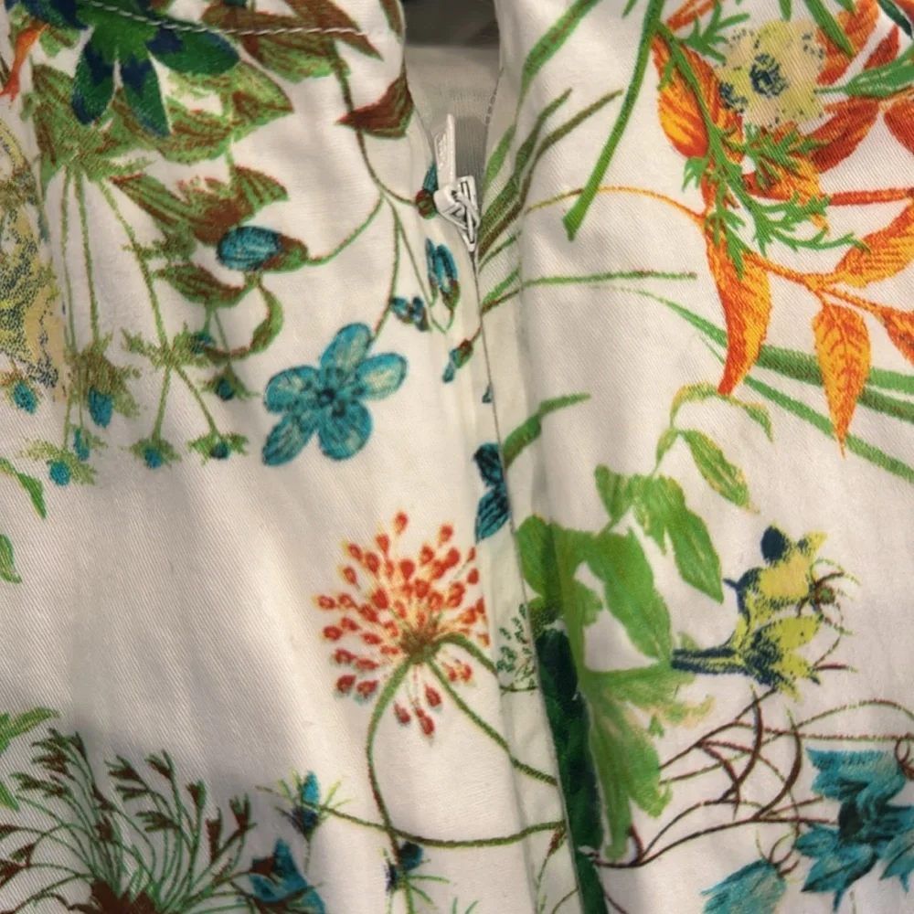 eshakti Cream Floral Fit-and-Flare Dress with Green & Teal Accents - Picture 11 of 11